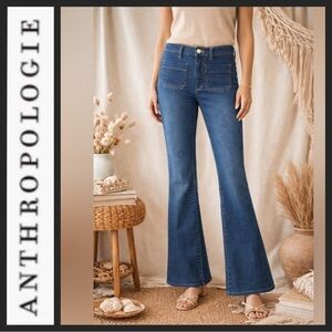 Anthropologie High Rise Superscript Flare Jeans